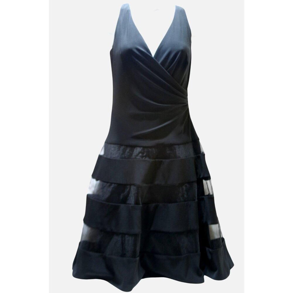 Ralph Lauren‎ LRL Black A-Line Dress Tulle Accent Size 6 Formal Party Cocktail